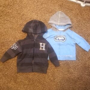 3mo baby hoodie set Ecko Arizona Jeans zip up used excellent gray blue striped